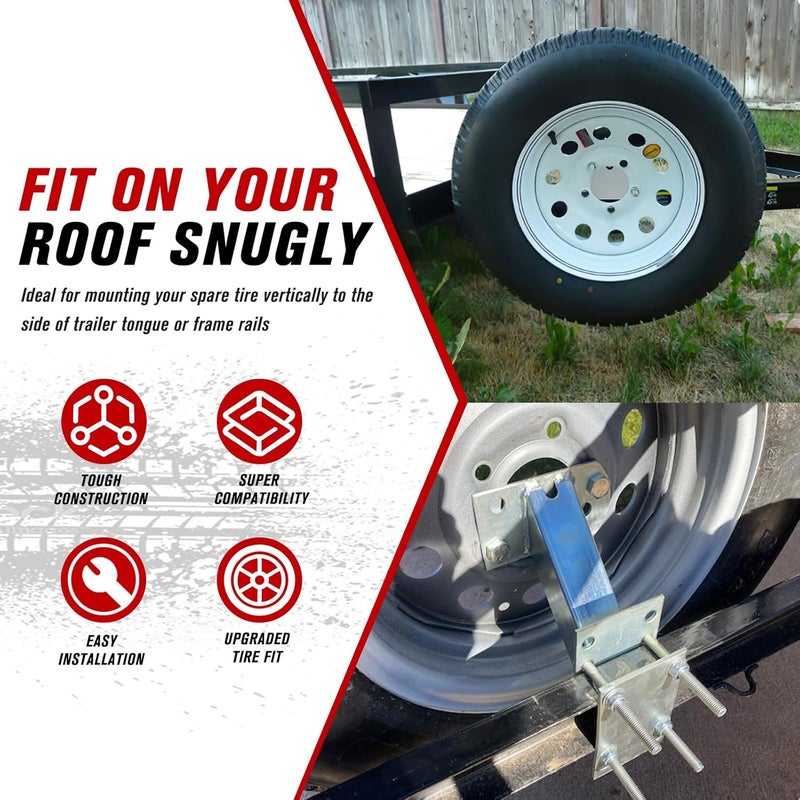 FIERYRED Trailer Spare Tire Mount,120LBS Spare Tire Carrier for Trailer,Utility Trailer and Boat, Tire Holder Bracket Fits 4 & 5 Lugs Wheels, Hold 3.94”, 4”, 4.25” and 4.72” Bolt Pattern - Image 5